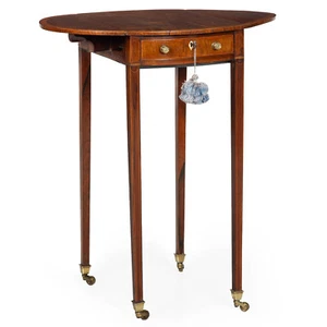 Rare Small English George III Rosewood Ovular Pembroke Side Table circa 1795 - Picture 1 of 24