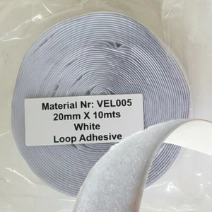 Cinta adhesiva blanca de 20 mm de ancho autoadhesiva 10 m solo bucle cinta posterior pegajosa artesanía hobby - Imagen 1 de 5