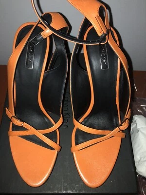 $1075 Calvin Klein Naranja Karina Mujer Plataforma Tacones Sandalias Cuero EE. UU. 10 Foto 1 de 4