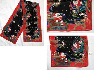 Vera Neumann Weihnachten Santa Rentier Schlitten Spielzeug Seidentuch Halstuch rechteckig - Bild 1 von 5