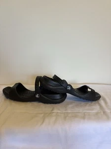 Crocs Sandals Cleo Women's Size 9 Shoes Black Slip On Double Strap Comfort Shoes - Picture 1 of 5
