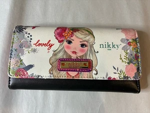 Nikky by Nicole Lee 'Lovely’ Trifold Wallet Button Snap Card Organizer Pink NEW - Picture 1 of 14