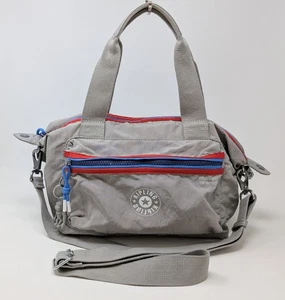 Kipling Art Mini Tote Bag Shoulder Handbag Crossbody Gray Red Blue w/Monkey - Picture 1 of 18