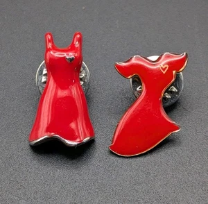 vintage RED Dress Campaign Lapel Pin Silver Tone Set Of 2 - Picture 1 of 7