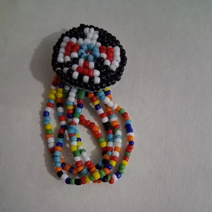 Vintage rare Button Cover colorful handmade beads Native American style- pretty - Picture 1 of 4