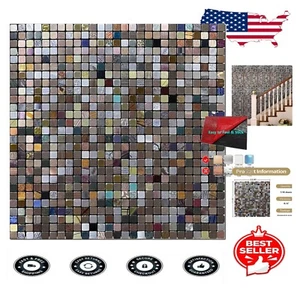 12"x12" Peel and Stick Geometric Backsplash Tiles - Silver Gold Copper Mix Set - Picture 1 of 8
