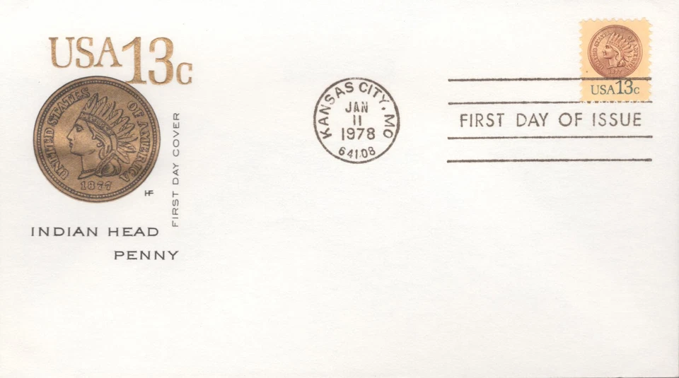 1978 FDC - Scott# 1734 - Indian Head Penny - Farnum - Image 1 of 1