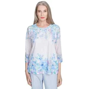 ALFRED DUNNER SIZE 2X TOP ST. THOMAS 2025 TEXTURED FLORAL BORDER NEW WITH TAG - Picture 1 of 1