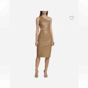 L'Agence Womens Brown Aliyah Cutout One-Shoulder Faux Leather Dress Size 00 - Bild 1 von 10