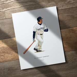 Poster Larry Walker Colorado Rockies Baseball stampa 8x10 arte illustrata - Foto 1 di 9
