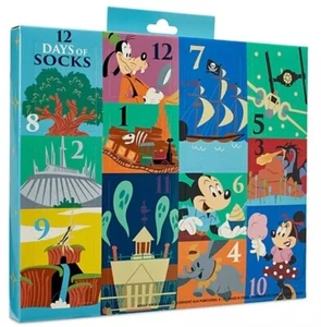 Disney WDW 12 Days Of Socks Mickey Minnie Goofy Haunted Mansion Small World NIB - Picture 1 of 2