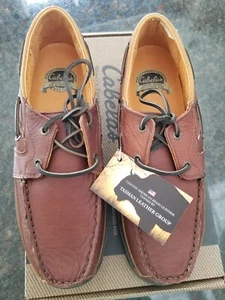 Cabela's Men's Bison Leather 2-eye Boat Shoes Size 10.5 EE New with Box - Picture 1 of 4