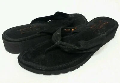 Donald J Pliner - Size 7 - black distressed metallic thong sandal - Imagem 1 de 4