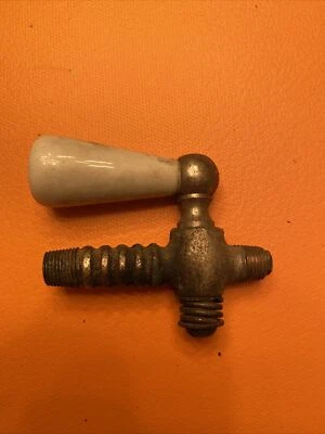 antique faucet shut off valve victorian sink deco bathroom Barrel Tap Porcelain - Image 1 of 3