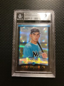 2001 Bowman Chrome Adrian Gonzalez #278 X-Fractors BGS 9 Mint X-Fractor 2x 9.5