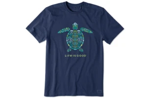 LIFE IS GOOD MANDALA TURTLE CRUSHER TEE SHORT SLEEVE DARK BLUE MEN'S MEDIUM NWT - Imagen 1 de 6
