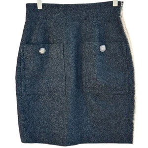 VINTAGE Bill Blass Wool Skirt Size 8 small grey button front and back Blasssport - Picture 1 of 4