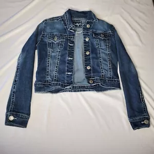 Amethyst Jean Jacket Cropped M Womens Blue 16Wx18L Collared NICE - Picture 1 of 17