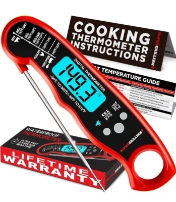 Alpha Grillers Instant Read Meat Thermometer for Grill Smoking and Cooking Temp - Image 1 of 4