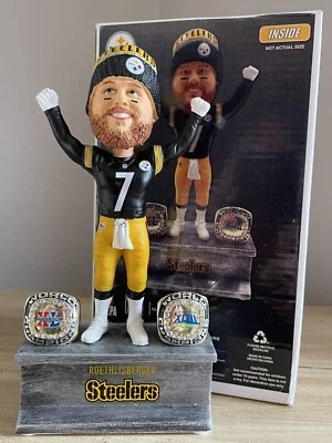 BEN ROETHLISBERGER Pittsburgh Steelers 2x SUPER BOWL Champ Rings Bobblehead ¡NUEVO EN CAJA! Foto 1 de 2