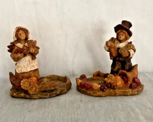 Ganz Thanksgiving Harvest Fall Resin Pilgrim Couple Candle Holders - New! - Picture 1 of 3
