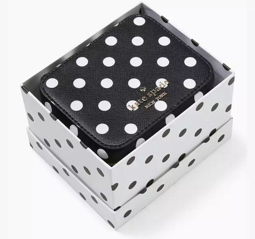 Kate Spade Cheers Portagioielli in scatola K7236 a pois nero bianco