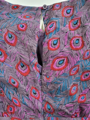 Vestido para mujer I Love Ronson sin mangas grande estampado de pavo real con volantes forrado Foto 1 de 4