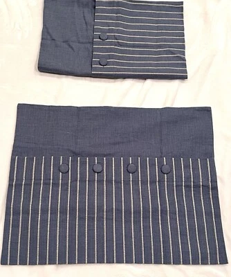PILLOW SHAMS 2 件套蓝色纽扣条纹棉混纺二手 — 第 1/4 张图片