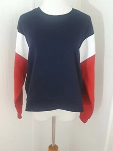 Womens Red White Blue Sweatshirt Cropped Longsleeved sz Lg Forever 21 - Picture 1 of 4