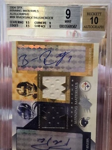 2004 SPX Ben Roethlisberger /Rivers Rookie Dual Patch Auto /25 BGS 9 MINT W/ 10 - Picture 1 of 5