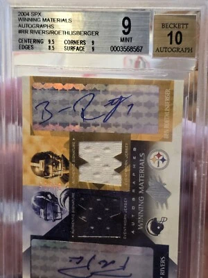 2004 SPX Ben Roethlisberger /Rivers Rookie Dual Patch Auto /25 BGS 9 MINT W/ 10  - Image 1 of 4