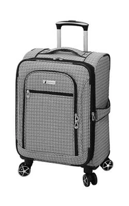 LONDON FOG Softside Spinner Luggage, Expandable, Black White Square Jacquard,... - Picture 1 of 7