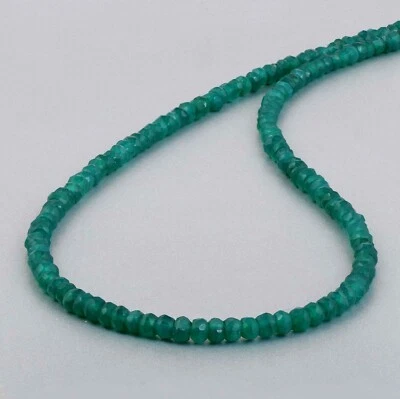 Verde Natural Onix 4mm Cuentas 925 Cadena de Plata 18" Hilos Handcrafted Collar - Imagen 1 de 4