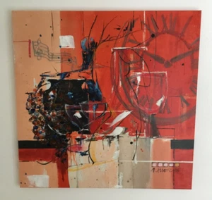 Künstler Bild Gemälde Leinwand Acryl Original Robert Süess WEIN KÜCHE RESTAURANT - Bild 1 von 10