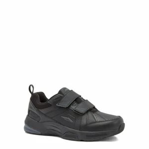 AVIA MEN'S SNEAKER MEMORY FOAM QUICKSTEP STRAP BLACK LEATHER WIDE WIDTH 8-11.5 - Picture 1 of 5