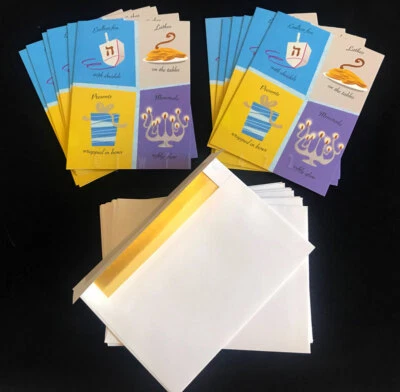 Lot of 12 Recycled Paper Greetings Hanukkah Chanukah Cards - Festive & Sweet - Image 1 of 2