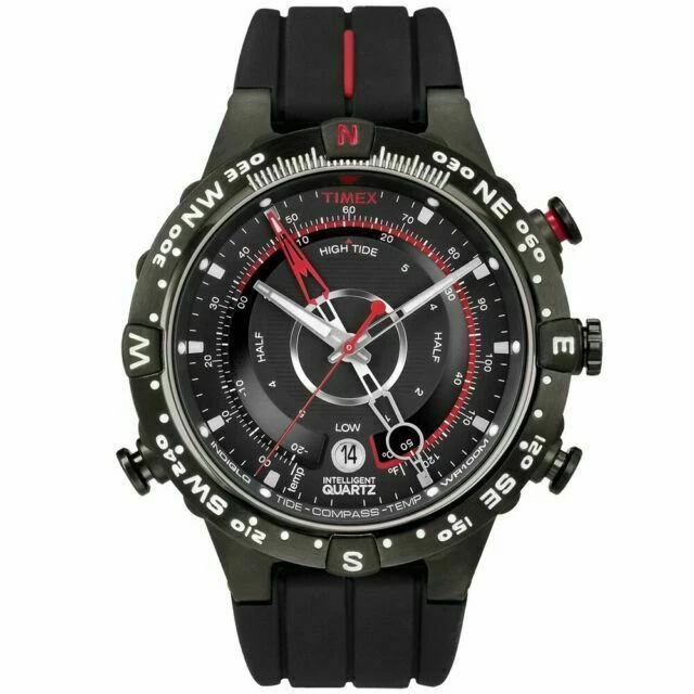 Timex Intelligent Quartz 45mm Black Stainless Steel and Black Silicone Band, Men's Wristwatch (T2N720)