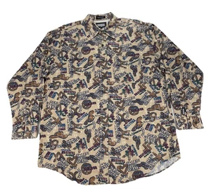 Resistol Rodeo Gear Shirt Mens L Snap Western Cowboy Ranch Southwestern Aztec - Picture 1 of 13