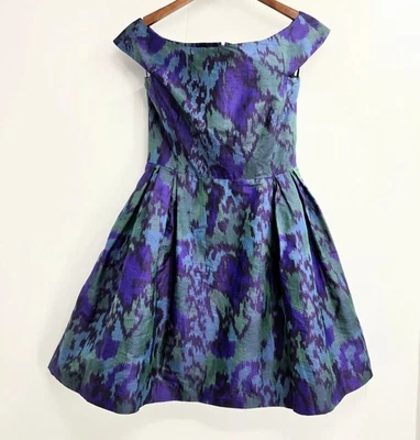 RED VALENTINO Dress Size 8 Women’s Blue Purple Silk Jacquard Sleeveless Mini   - Image 1 of 4
