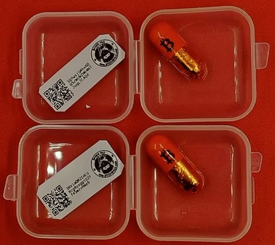 2 Píldoras Bitcoin Naranja Cargadas con Bitcoin-Bitcoin Físico como Casascius Foto 1 de 2