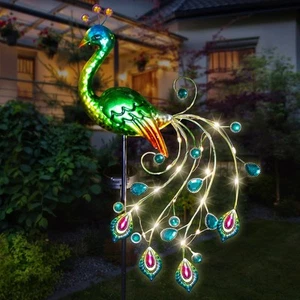 Solar Garden Lights, 39 Inch Height Outdoor Metal Peacock Decorative Garden S... - Picture 1 of 9