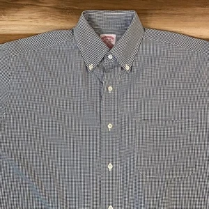 Vintage Brooks Brothers Shirt Mens 15.5-3 Gingham Button Down Cotton Classic Fit - Picture 1 of 8