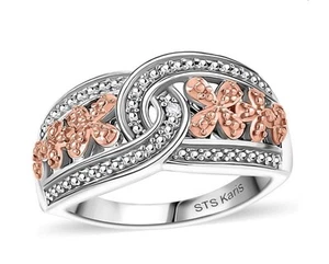 NWT-White Diamond Accent Link Ring - Picture 1 of 8
