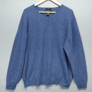 Eddie Bauer Pullover Herren XL Blau V-Ausschnitt Lammwollmischung Stretch Made in UK - Bild 1 von 8
