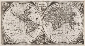 Mapa del mundo mapa del mundo Mappemonde grabado grabado grabado en cobre Cluver 1697 - Imagen 1 de 1