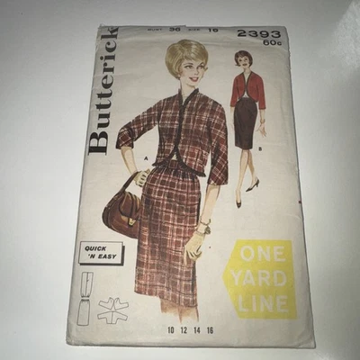 Vintage BUTTERICK 2393 sz 16 Bust 36"/92cm c. 1962 Jacket & Skirt - UNUSED - Image 1 of 3