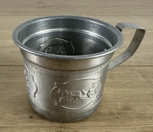 Tazza alluminio bambino epoca '30 circo elefante pagliaccio carro antico vintage - Foto 1 di 9