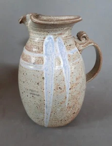 Vintage studio pottery glazed Gray stoneware pitcher, 8.5 inches - Picture 1 of 10