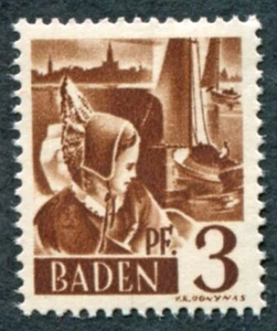 BADEN Allied Occupation 1947 3pf brown SGFB2 mint MH FG c ##W4 - Picture 1 of 1