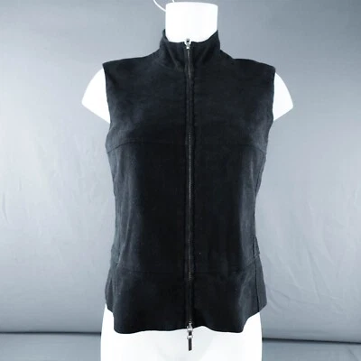 Chaleco Casual Esquinero Mujer 4 Negro Microfibra Minimalista Silencioso Lujo Núcleo Básico Foto 1 de 4